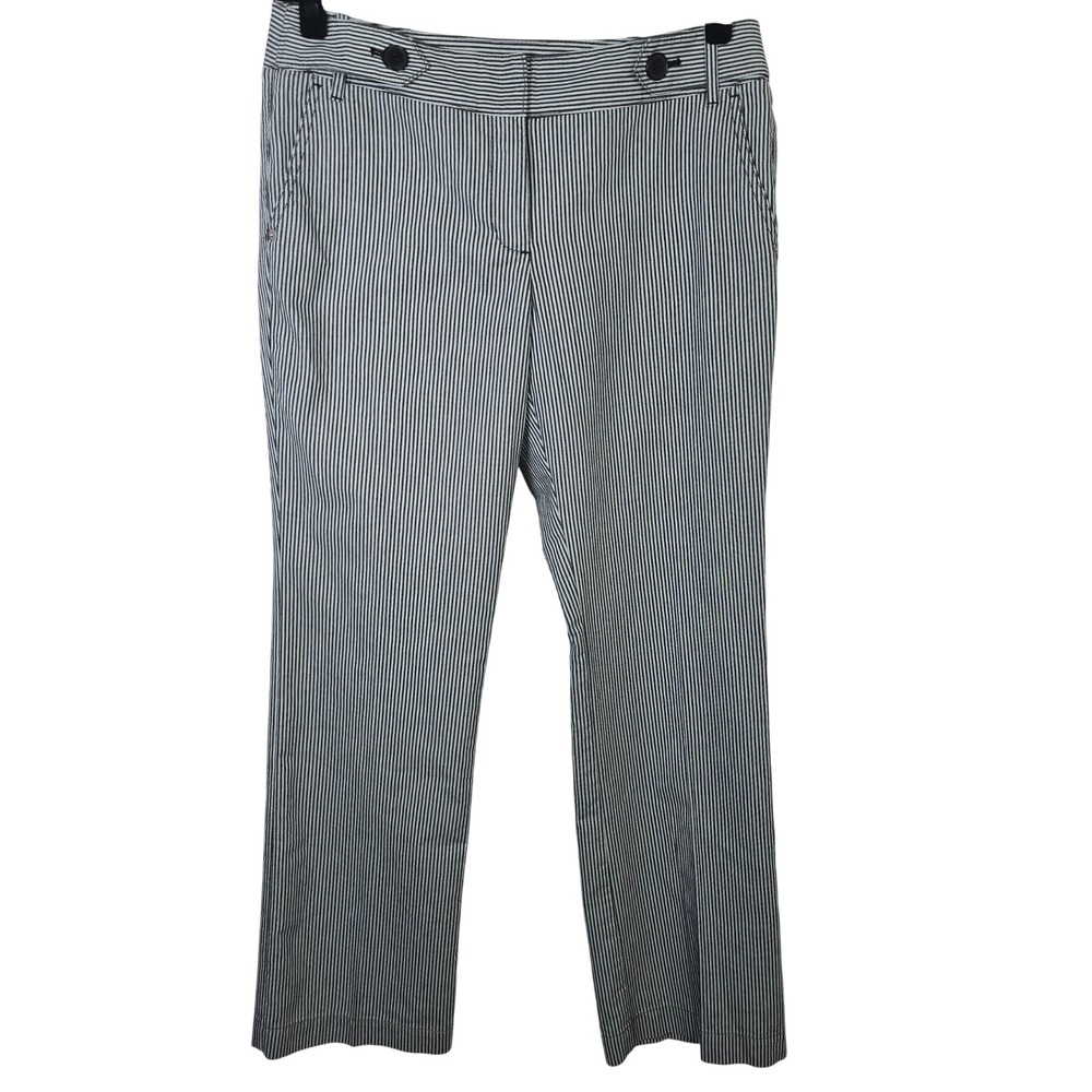 Ann Taylor Loft Womens 6 Pinstripe Straight Leg Trousers‎ Blue White Work Pants
